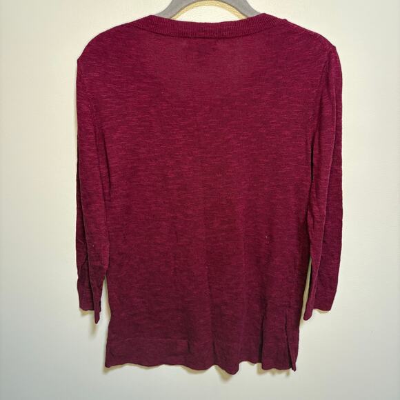 Gap Raspberry Pink Long Sleeve Knit Tunic Scoopneck Ribbed Hems Spring Small - Picture 2 of 8